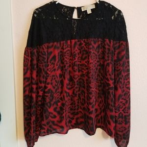 Lace and leopard Michael Kors blouse